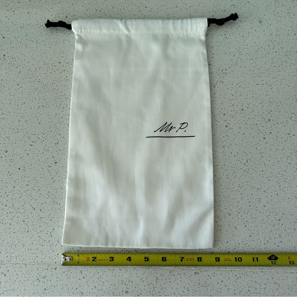 Minimalist White Toiletry Bag with Black Drawstring